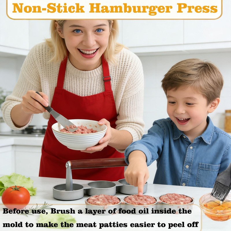 Mini Burger Press Patty Maker 3in1 Non Stick Aluminum Slider 2.6 Inch gallery