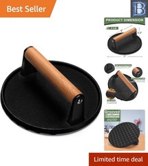Heavy-Duty 7-Inch Cast Iron Meat Press – Perfect for Burgers, Bacon, and More