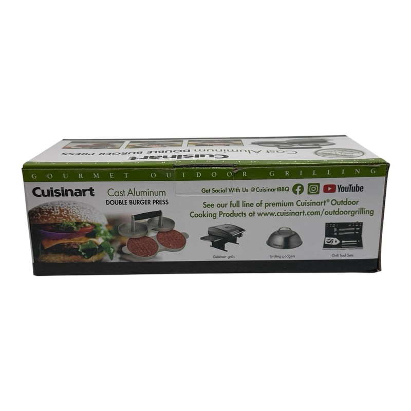 NEW in box Cuisinart Double Burger Press Cast Aluminum Nonstick Gray gallery