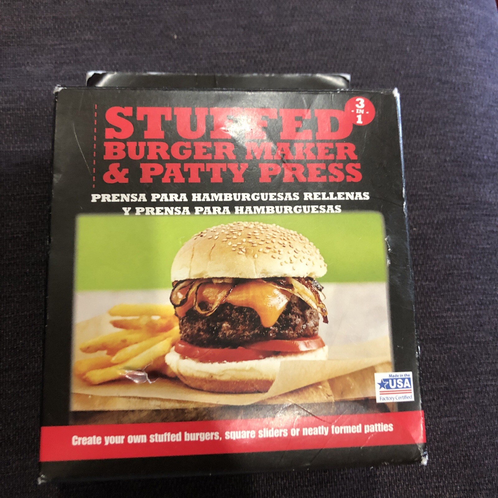 3 In 1 Stuffed Burger Maker & Patty Press (square/ round) USA Made! gallery