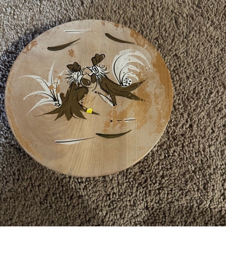 Wooden Hamburger Press With Rooster Metal Hinge Chicken Turkey Pattie Vintage gallery