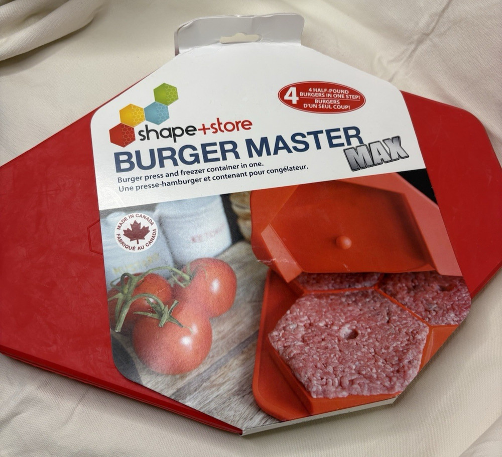 Shape + Store Burger Master Max Four Burger Press and Freezer Container in One
