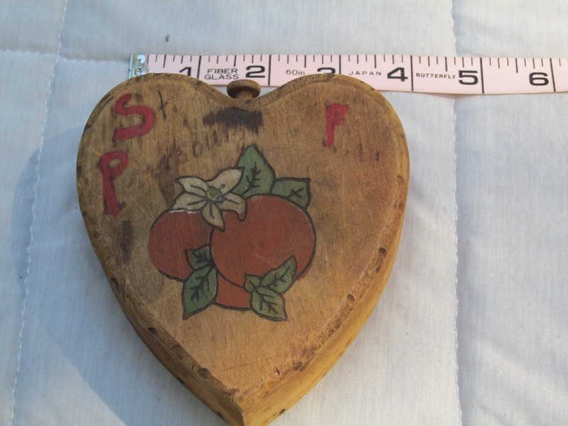 Wooden Hinged Hamburger Press Vintage with wooden Heart Shaped Trinket Box gallery