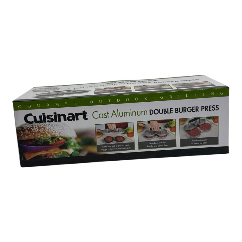 NEW in box Cuisinart Double Burger Press Cast Aluminum Nonstick Gray gallery