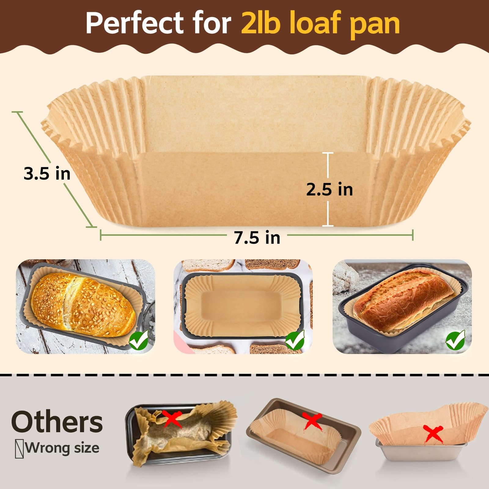 Loaf Pan Liners, 150PCS Bread Liners 9x5 Inch, fit for 9x5inch, Natural gallery
