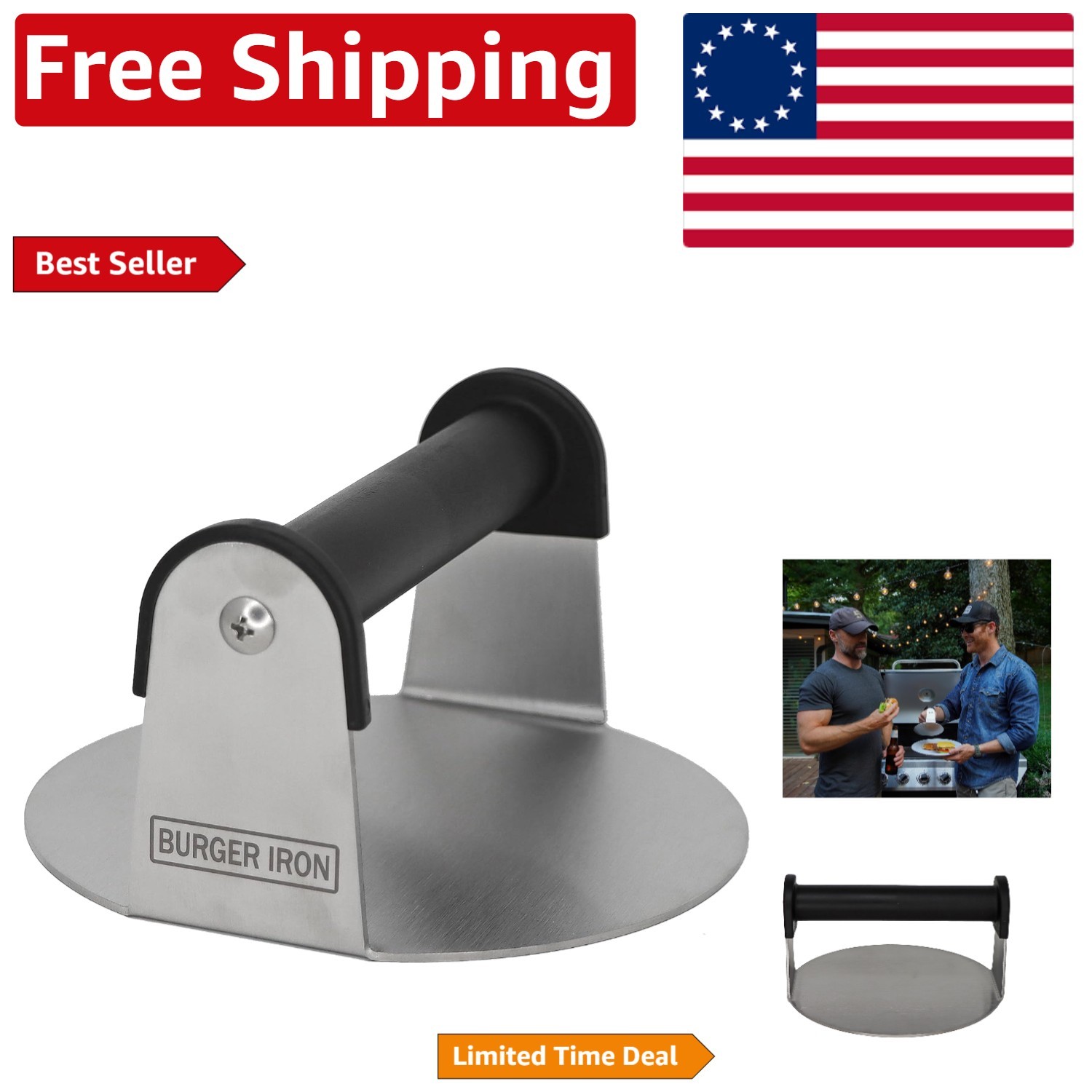 Dishwasher Safe 6" Round Stainless Steel Burger Press for Griddles and Grills gallery