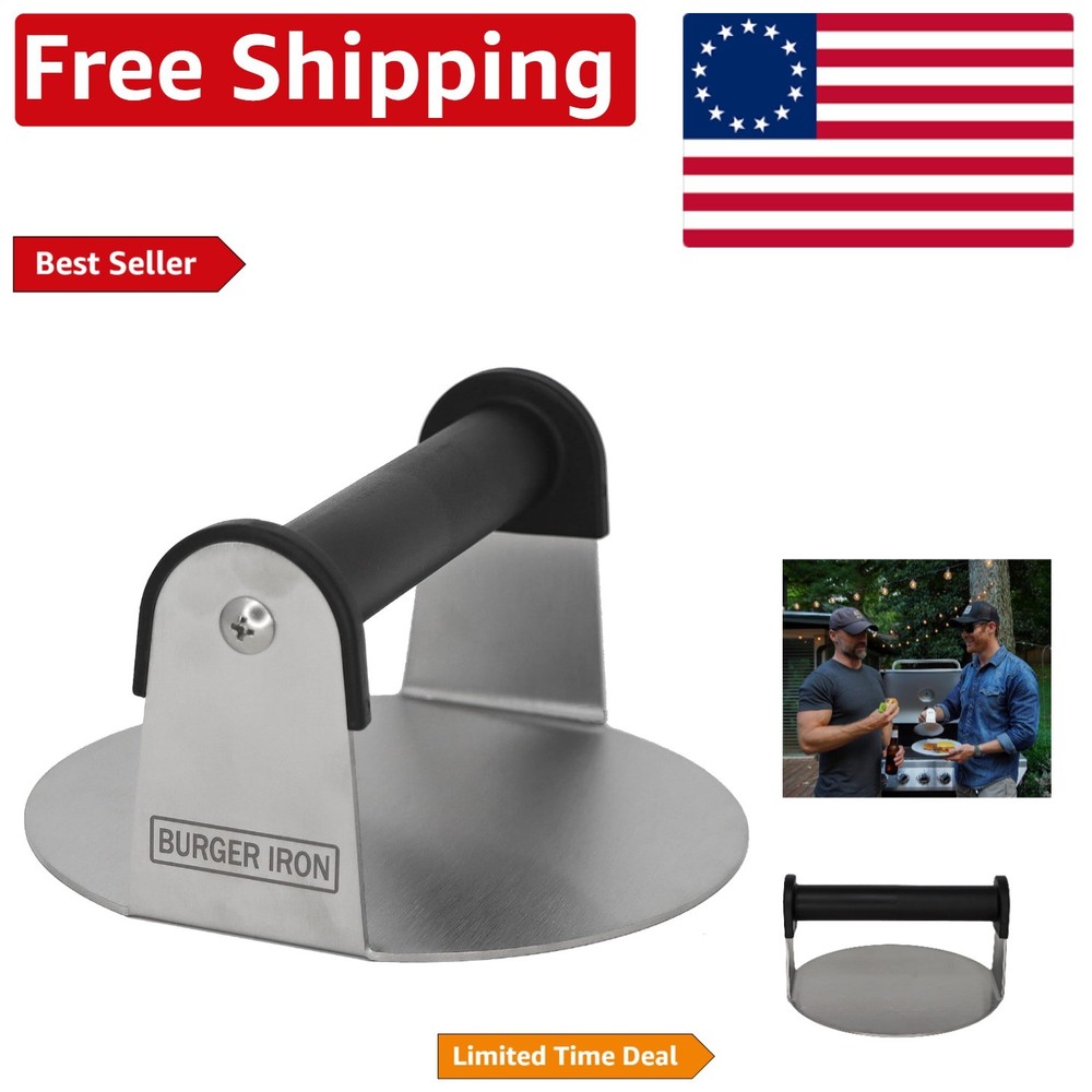 Dishwasher Safe 6" Round Stainless Steel Burger Press for Griddles and Grills