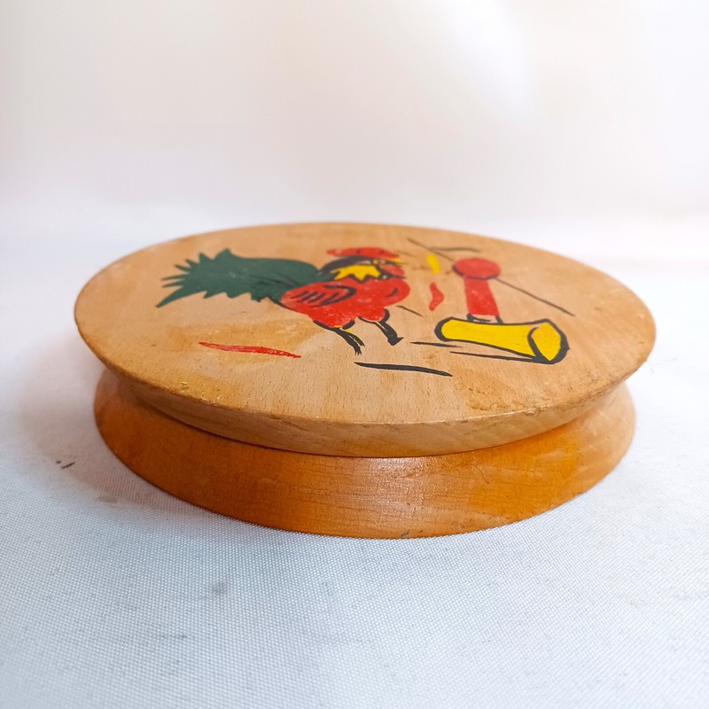 Vintage Rooster Wooden Hamburger Press Announcer Kitchy Cabin Core gallery