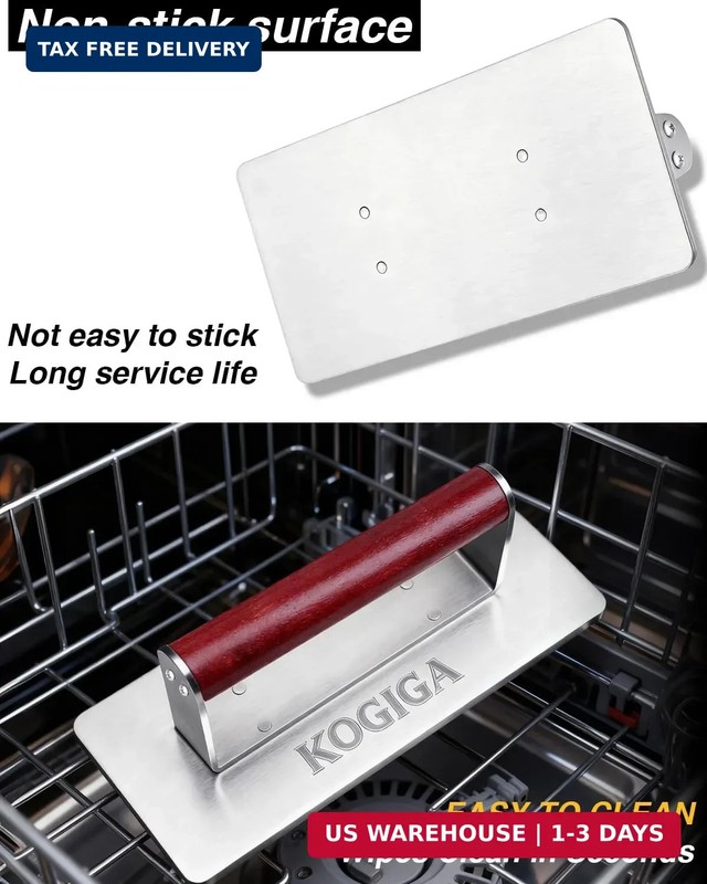 Ultimate Rectangle Griddle Press 1.92LB - 9x4.2 Inch Smash Burger & Bacon Press, gallery
