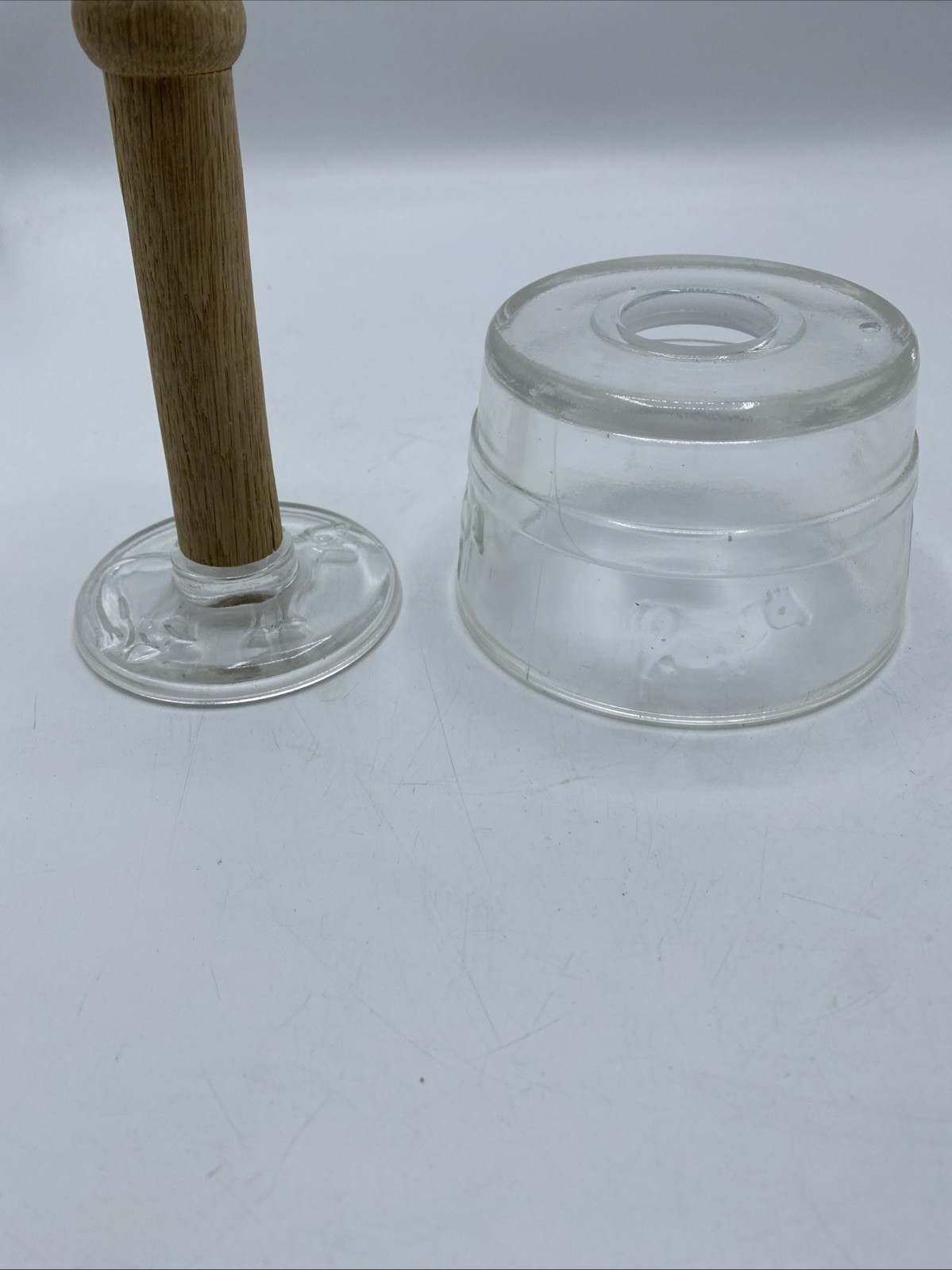 Vintage Glass And Wood Butter Press, Mold With Cow Stamp Grannycore Cottage core gallery