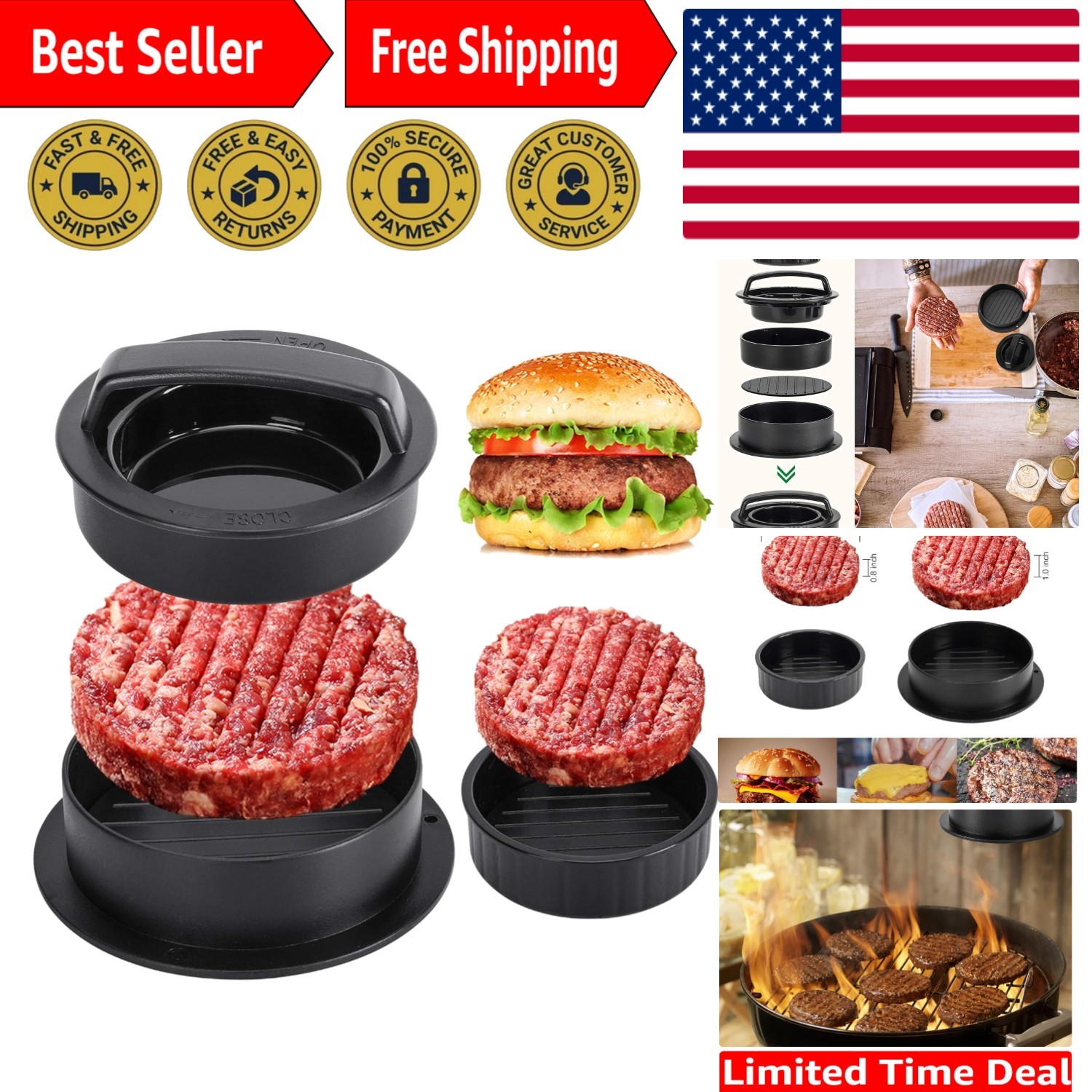 Versatile Burger Press for Patty Perfection: Sliders & Stuffed Burgers Made Easy gallery