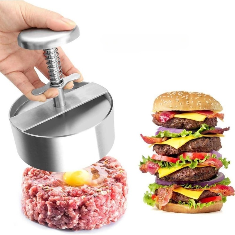 304 Stainless Steel Hamburger Press 4.5Inch Adjustable Patty Maker Mold gallery
