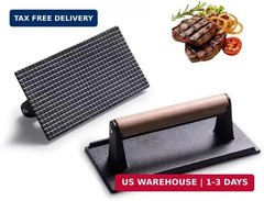 KitchenTools Heavy Duty 8″Cast Iron bacon Grill Press Smash Burgers Press Burger