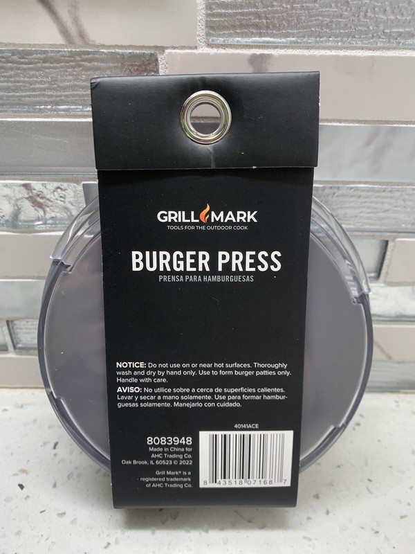 Grill Mark 40141ACE Burger Press Grey Plastic BRAND NEW! gallery