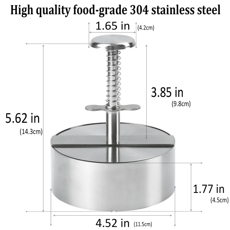 Burger Press, Adjustable Hamburger Patty Maker Food Grade 304 Stainless Steel... gallery