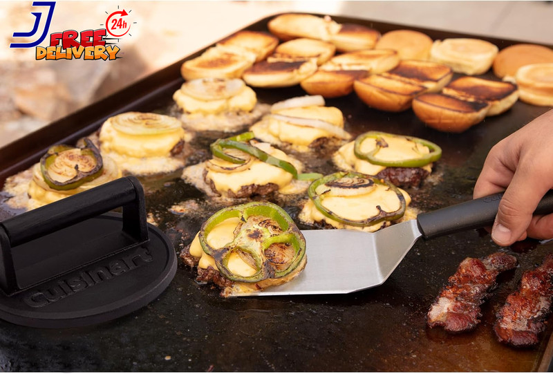 6.5" Cast Iron Smashed Burger Press Juicy and Crispy Burgers for Bbqs Cookouts gallery