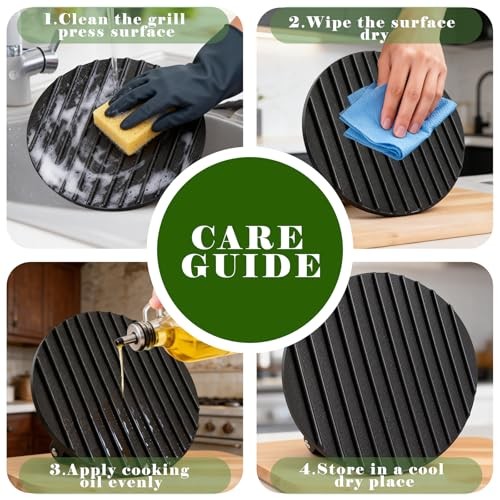 2 Pack 2.3lb Steak Weight & Burger Press, Striped Base, 7" Round strip 2pack gallery