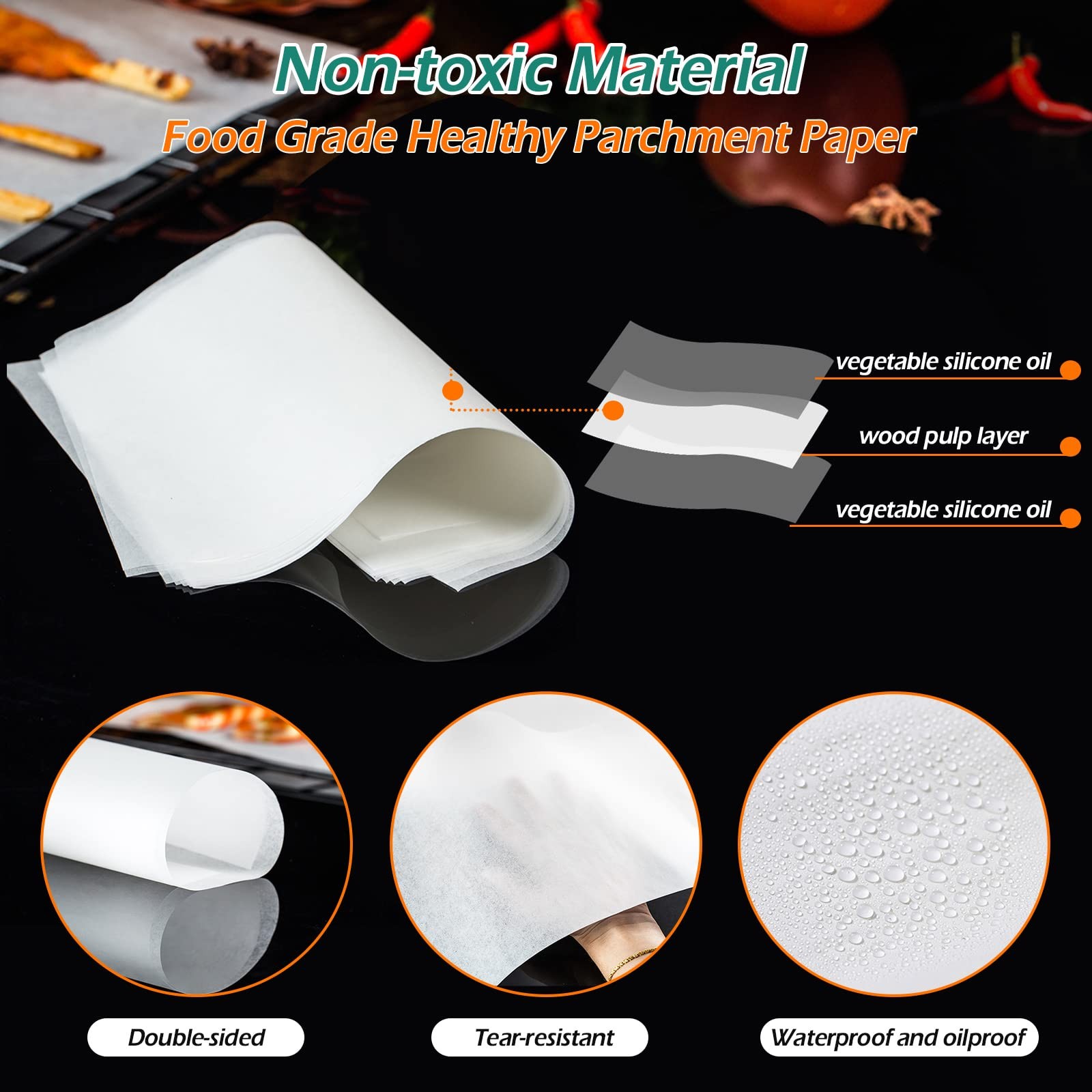 GeeRic Baking Parchment Paper, 100Pcs 8x12 inch Kitchen 8*12", White gallery
