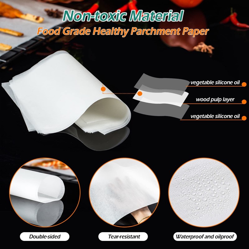 GeeRic Baking Parchment Paper, 100Pcs 8x12 inch Kitchen 8*12", White gallery