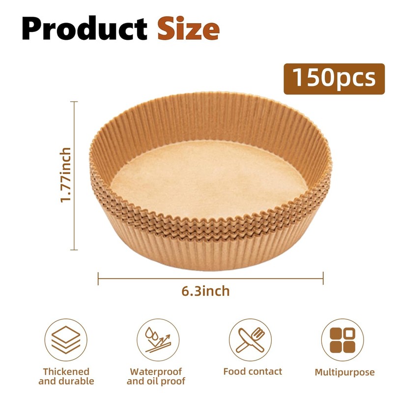 150Pcs Air Fryer Liners, 8 Inch Square 7.8inch X 1.77inch, natural wood color gallery