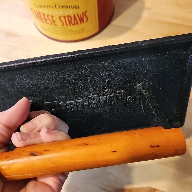 Cast Iron Grill Press 8.75 Bacon Burger Weight Wood Handle Char-Broil gallery