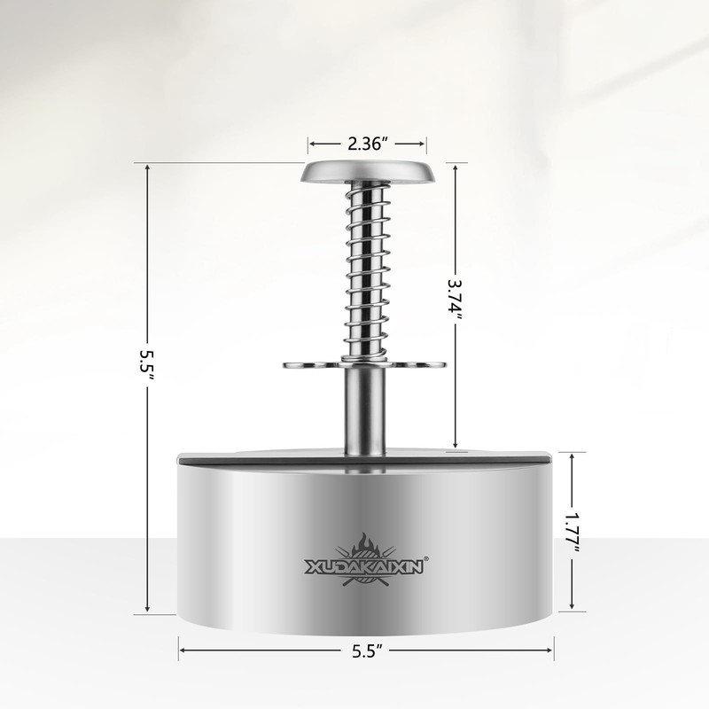5.5" Hamburger press patty maker,304 Stainless Steel Burger 5.5", Silver gallery