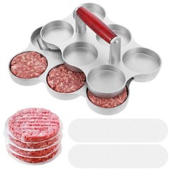 Mini Burger Press Sausage Patty Press with 300 Patty Papers Six 2.75-Inch Mol…