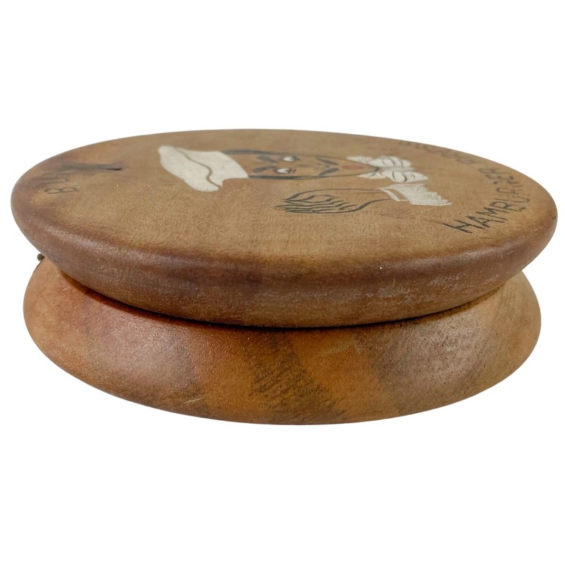 Vintage Wood Patty Press Hamburger Bun Size Chef French Italian Japan Kitschy 6" gallery