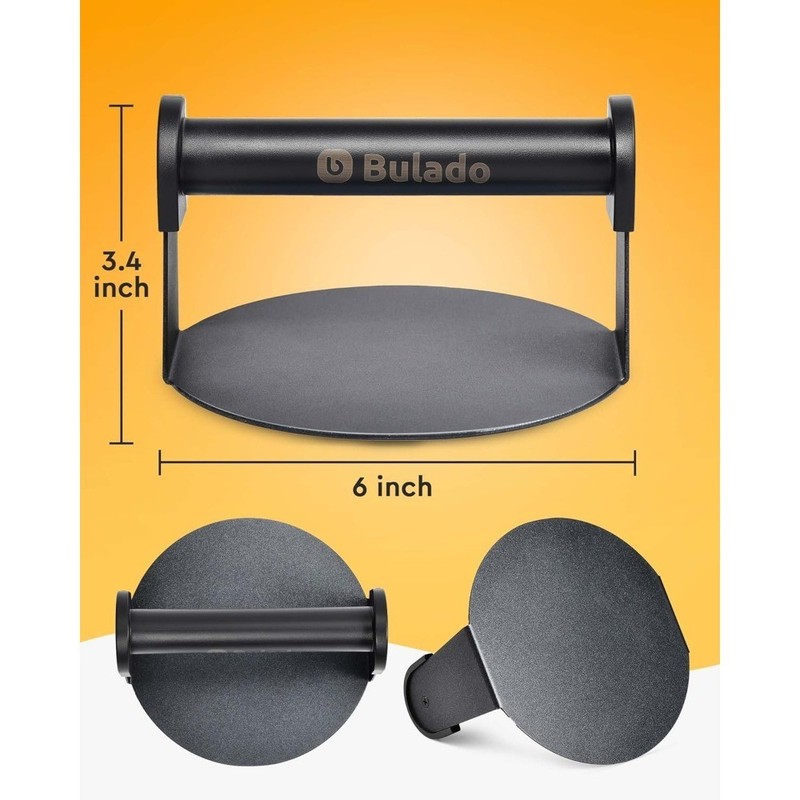 Burger Press, 6'' Round Burger Smasher for Griddle with Heat-Resistant Handle, gallery
