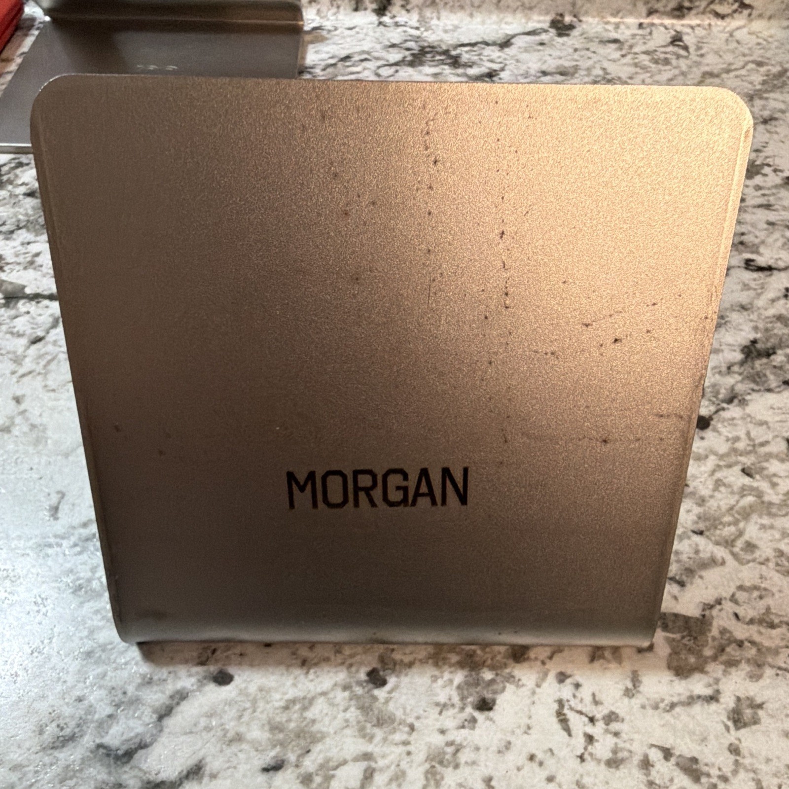 Made In 5.5” Metal Grill Press, Stainless Steel w/ Brown Leather Handle gallery