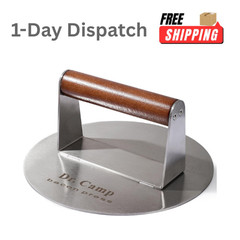Dr.Camp 7″ Stainless Steel Smash Burger Press – Solid Wood Handle
