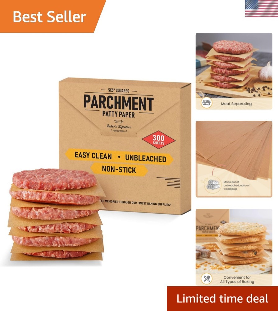 Baker’s Signature 5"x5" Parchment Squares - 300 Natural, Eco-Friendly Sheets