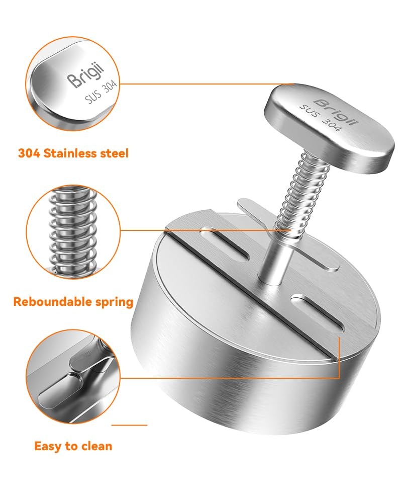 Brigii 304 Stainless Steel Burger Press 4.5" Hamburger Patty Maker, Heavy Du... gallery