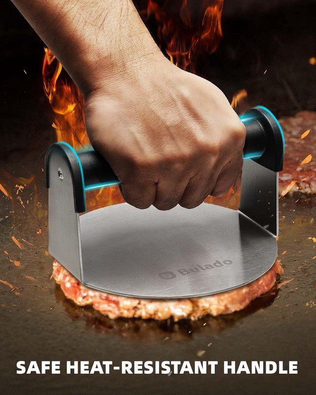 Burger Press, 6'' Round Burger Smasher for Griddle with Heat-Resistant Handle, S gallery