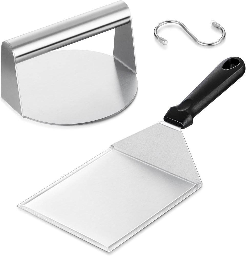 Leonyo Smashed Burger Kit, Large Burger Spatula, 5½ Inch Stainless Steel Burger