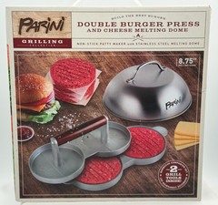 Parini Double Burger Press and Cheese Melting Dome – NEW In Packaging