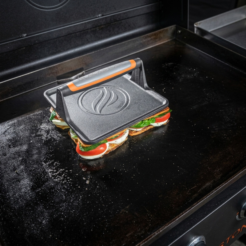 XL Pre-Seasoned Cast Iron Grill Press Bacon Burger Steak Weight Heavy Duty gallery