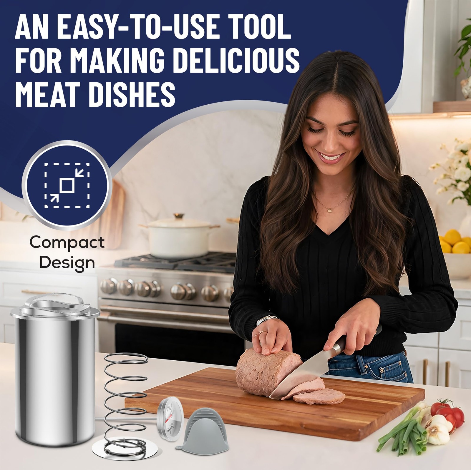 Deli Meat Press Stainless Steel Lunch Meat Maker 2.5Lb Capacity Healthy Homemade gallery