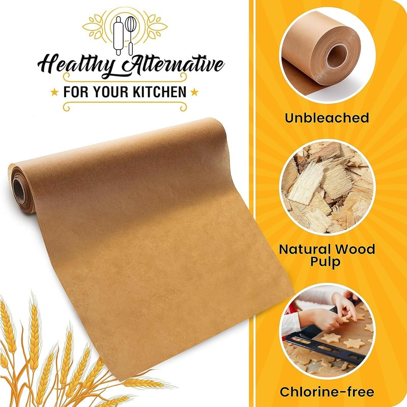 260 Sq.Ft Unbleached Parchment Paper for Baking – Roll with 260 Sq.Ft, Brown gallery