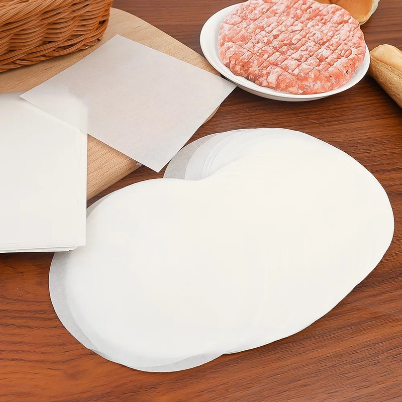 Hamburger Patty Pads 100pcs Disposable 11cm Round Food Paper Non-stick Oil New gallery