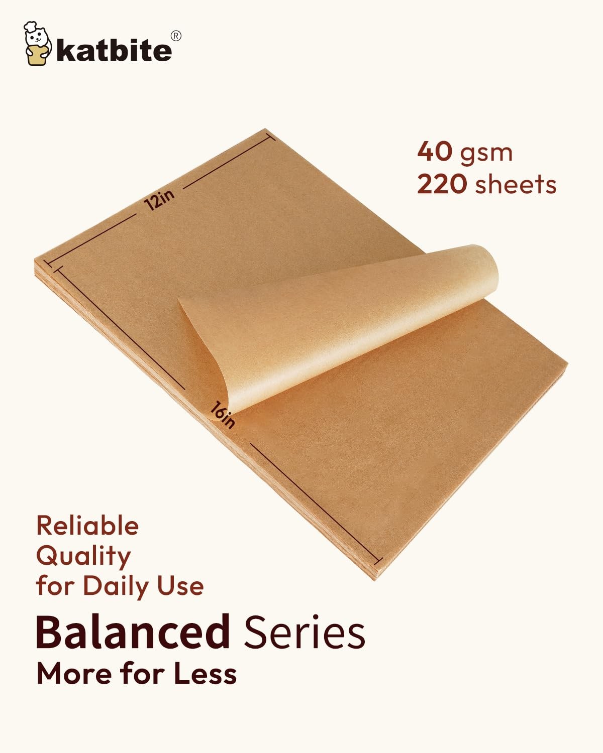 Katbite 220 Pcs Parchment Paper Sheets, 12x16 Inch 220 Pcs, 12"x16“-220 gallery