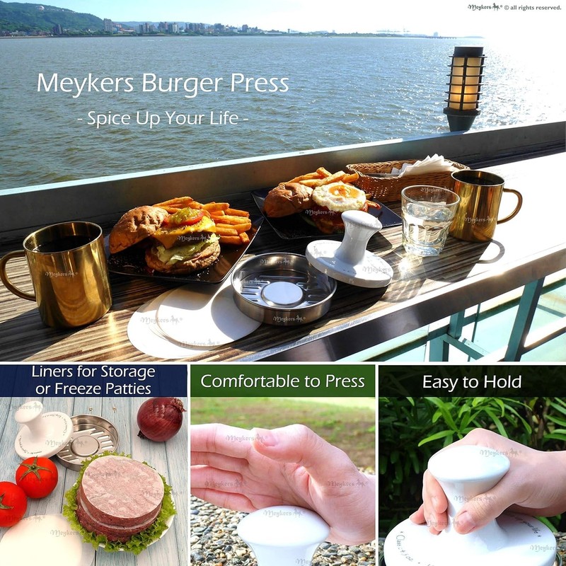 Durable 5" Hamburger Press with 100 Patty Papers - Create Perfect Burgers Easily gallery