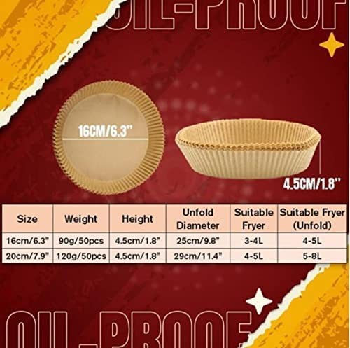 Air Fryer Liners Disposable, 100 PCS Non-stick 6.3 inch, Natural 6.3Inch gallery