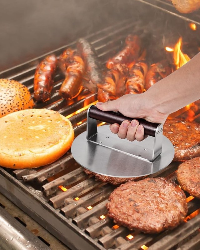 Burger Press Heavy Duty Stainless Steel Grill Weight 2.5lb BBQ Cooking Tool gallery