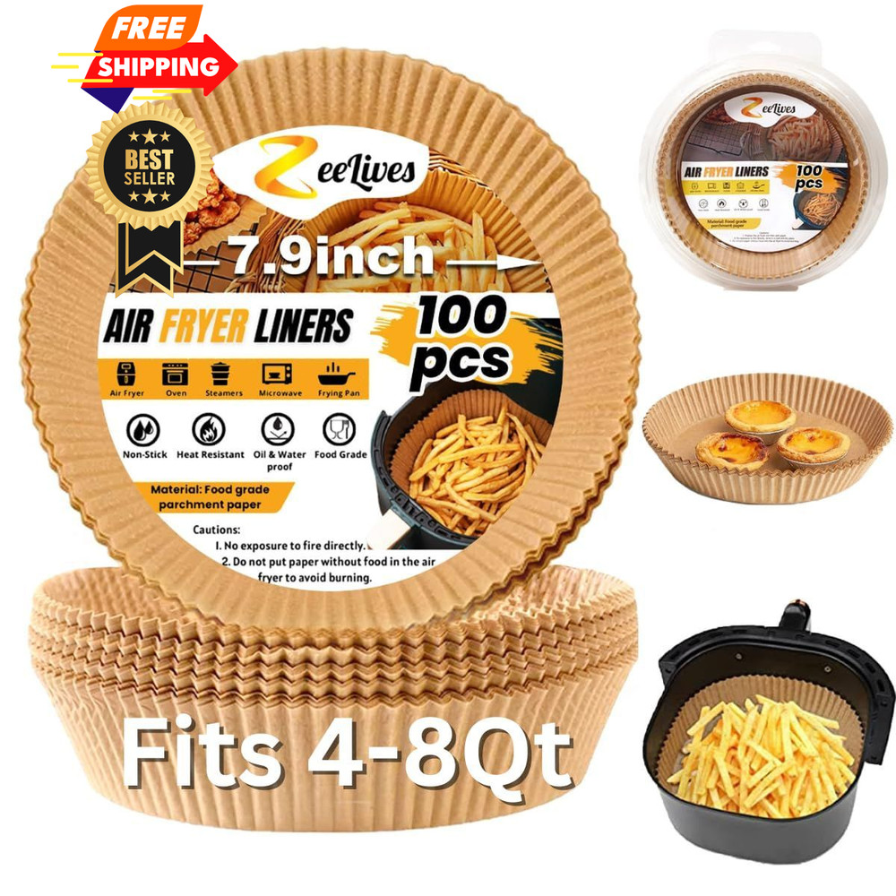 Gourmia Air Fryer Liners 100 Pcs 7.9" (Round), 100 (Round)