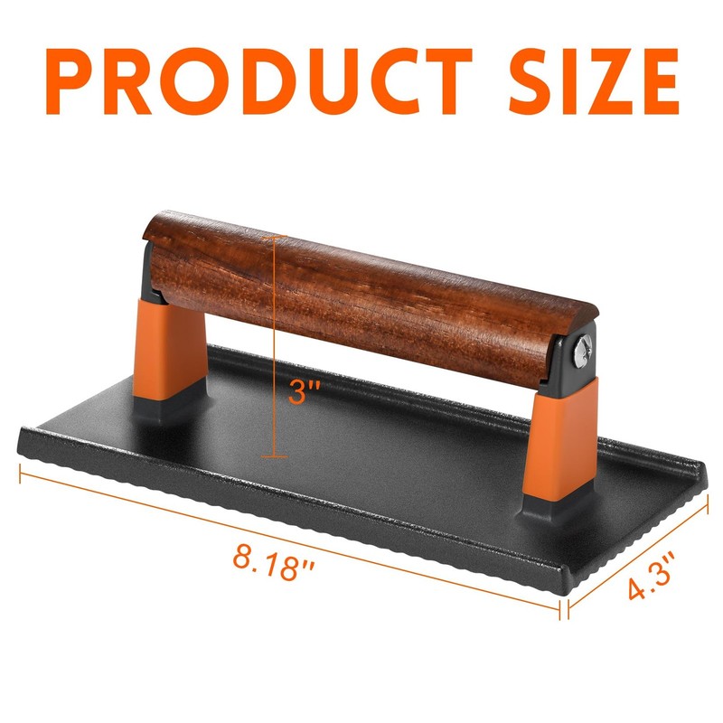 Bacon Press for Griddle Cast Iron Smash Burger for Hamburger Steak Sandwiches gallery
