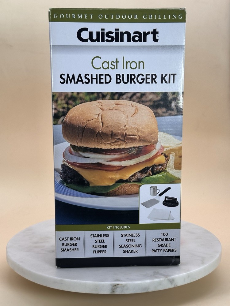 NIB Cuisinart Cast Iron Smashed Burger Kit Items Included Listed In Photo 1