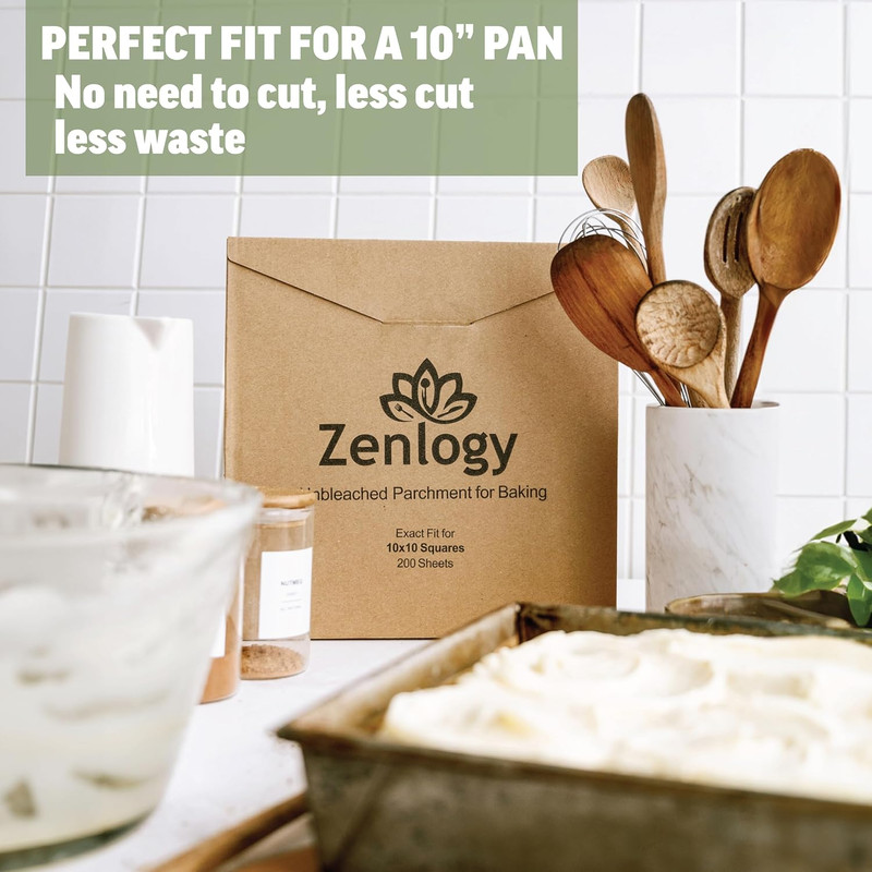 10X10 Parchment Paper Squares (200 Sheets), Unbleached, High Heat, Non-Stick, Pr gallery