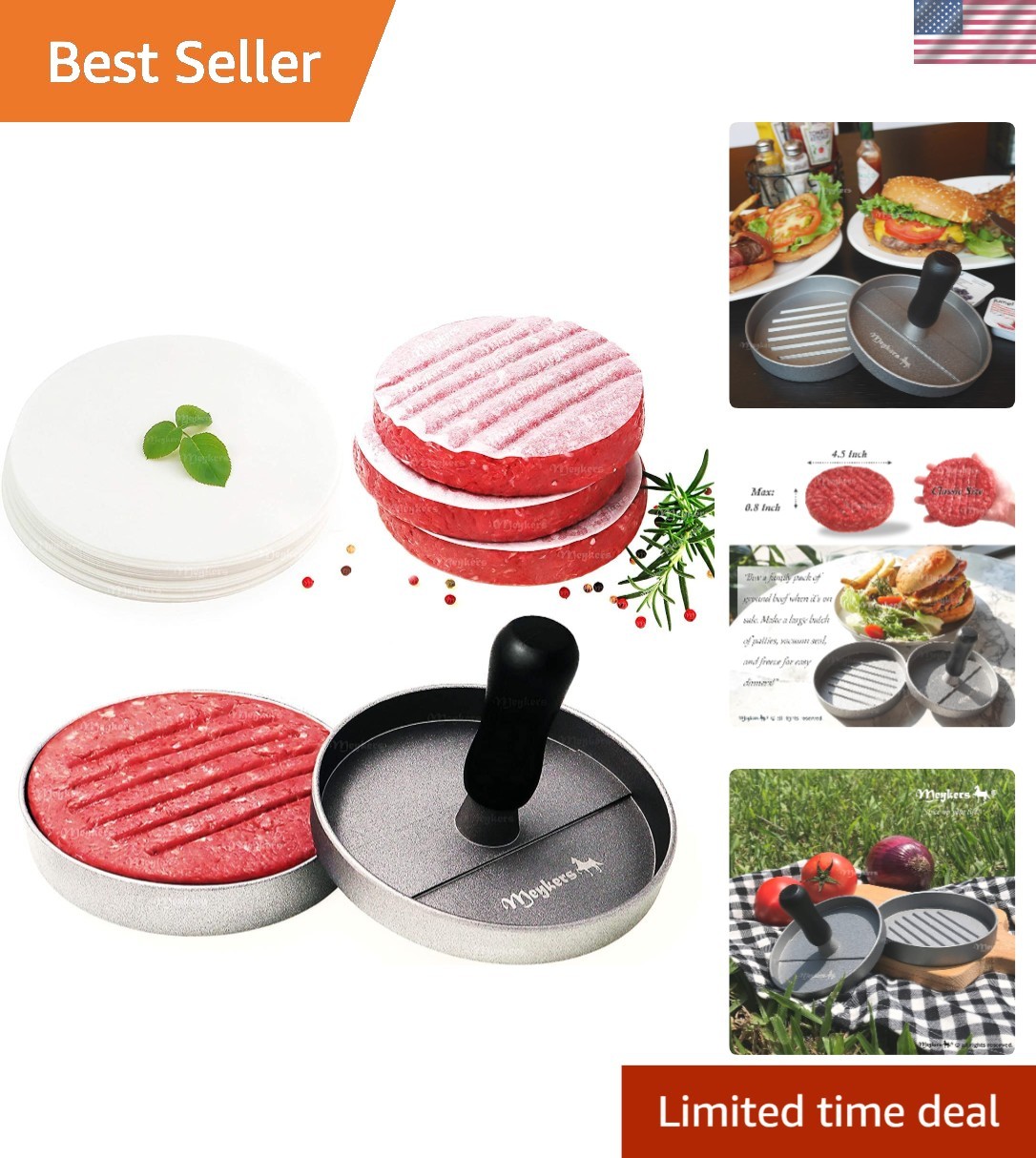 100-Piece Non-Stick Burger Press Set with Parchment Papers for Perfect Patties gallery