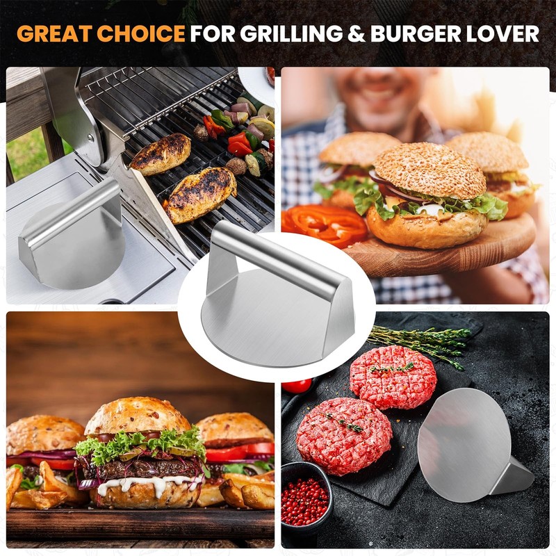 Stainless Steel Round Hamburger Press Non Stick Burger Smasher for Blackstone gallery